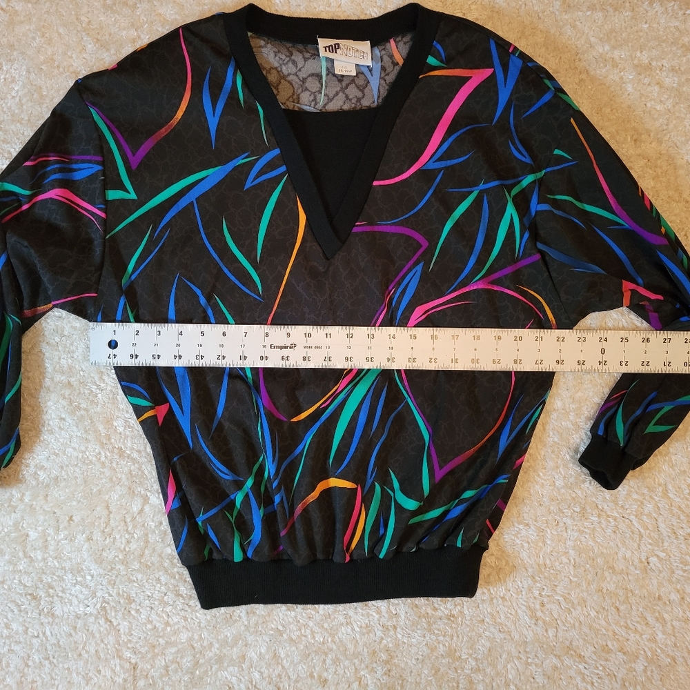 Vintage Retro TopNotch black and multi-color top size 18w - Picture 5 of 7
